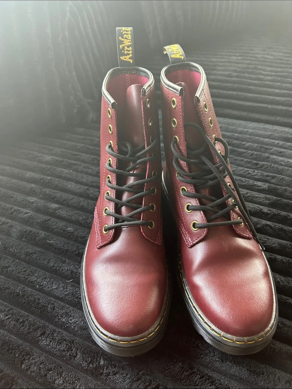 Dr. Martens Burgundy 6-Eye Leather Boots